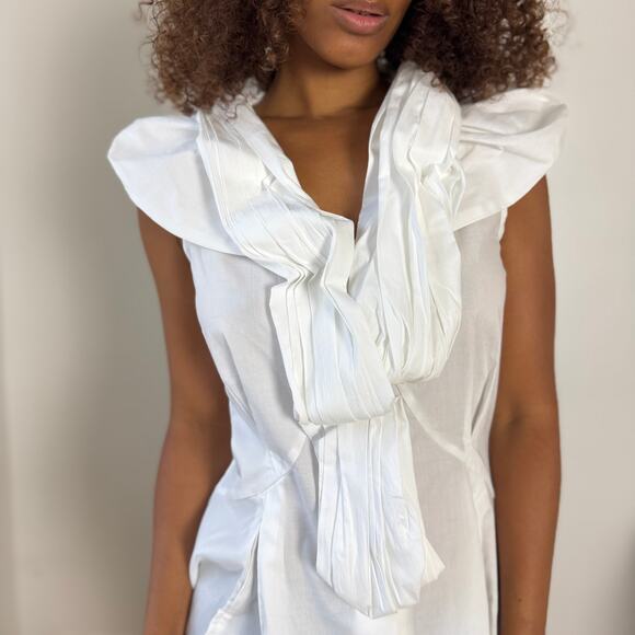 Vintage Italian Statement Ruffle-Scarf Blouse (S) - Picture 2 of 11